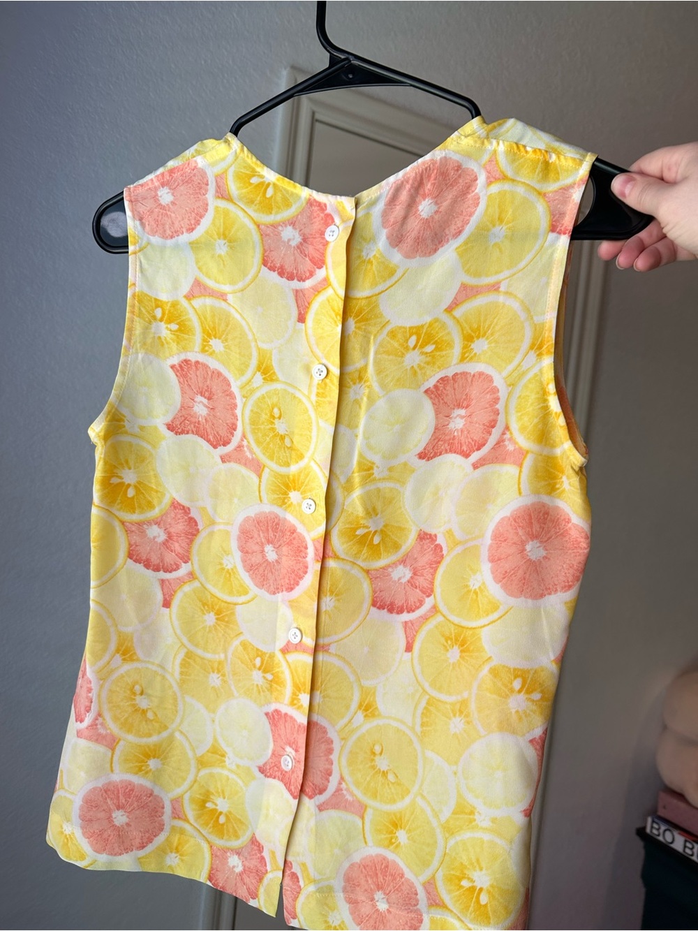 Equipment Sleeveless Citrus Lemon Yellow/Coral 100% Silk Top XS - Picture 7 of 7